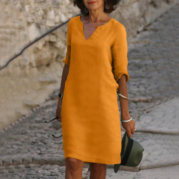 Casual V Neck Midi Dress