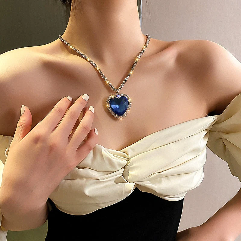Sparkling Heart Shaped Titanium Necklace