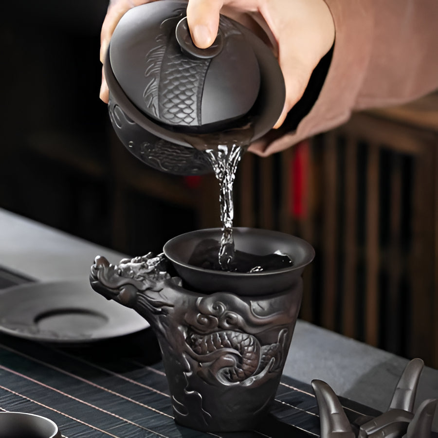 Unique Ceramic Dragon Tea Infuser Teapot Set
