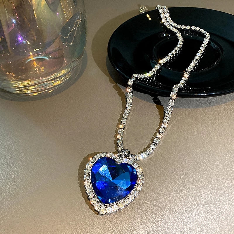 Sparkling Heart Shaped Titanium Necklace