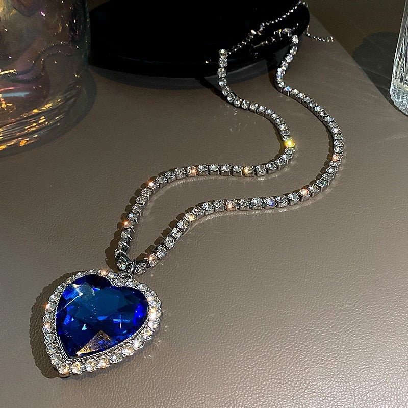 Sparkling Heart Shaped Titanium Necklace