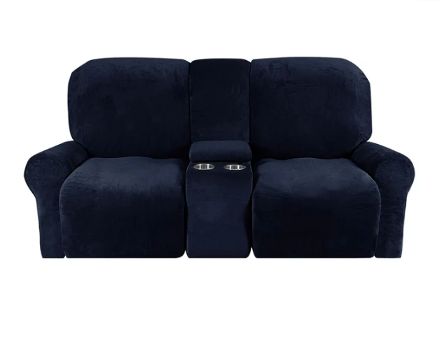 Comfy 2 Seater Recliner Slipcover with Cup Holders 12 Colors