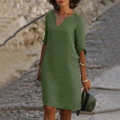Casual V Neck Midi Dress
