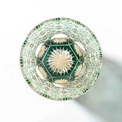 Luxury Cut Crystal Whiskey Glass with Floral Design