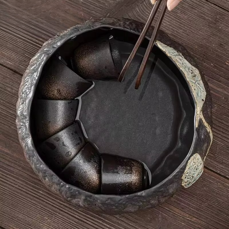 Antique Gold Ceramic Tea Bowl for Home Decor