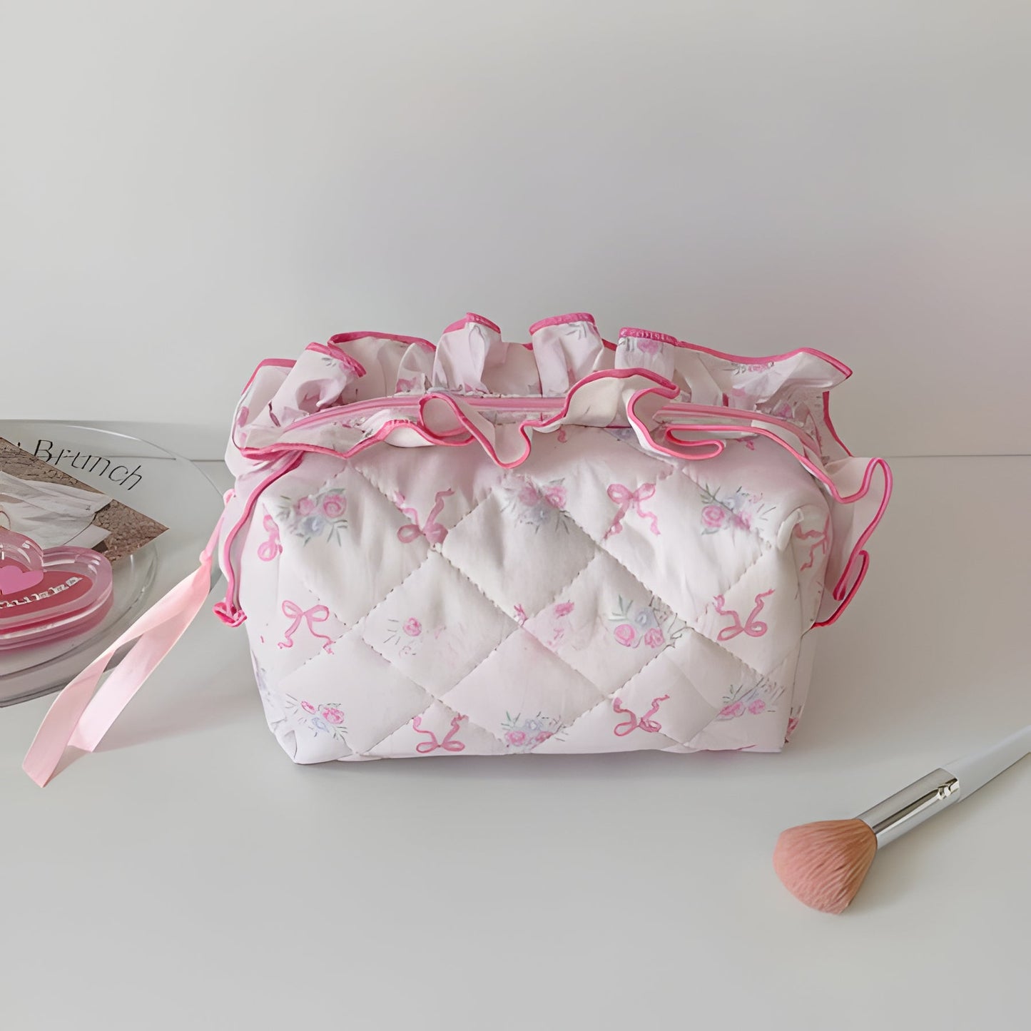 Pretty Floral Cosmetic Purse for Ladies - Hehif