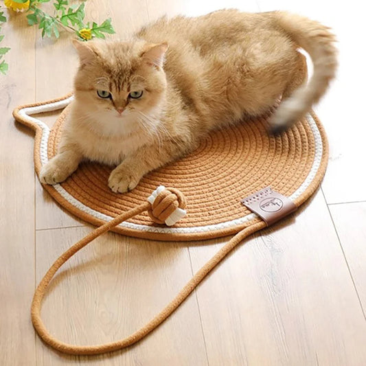 Natural Fiber Cat Scratcher with Toy Ball - Hehif