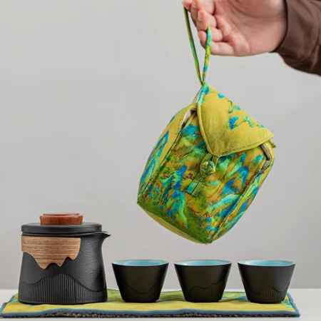 Compact Colorful Travel Tea Infuser Set with Pot and Cups