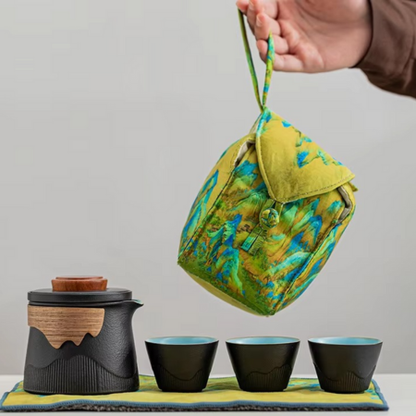 Compact Colorful Travel Tea Infuser Set with Pot and Cups