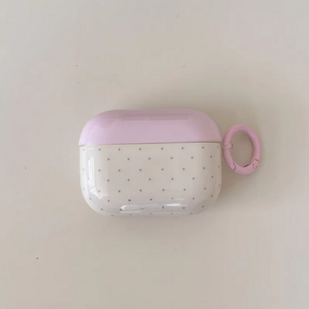 Fashionable Pink Earbuds Case with Keychain Hook - Hehif