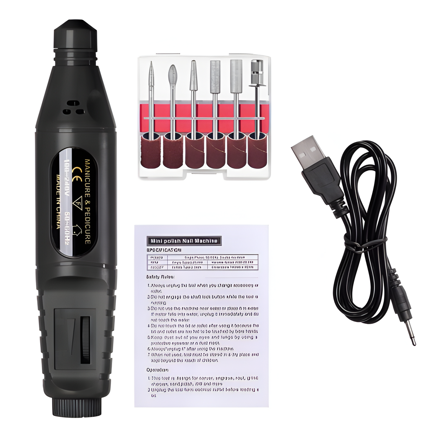 Compact Nail Care Drill Set with Travel Case