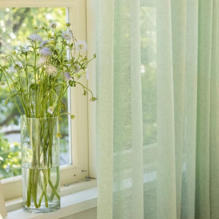 Pastel Green Lightweight Window Curtains