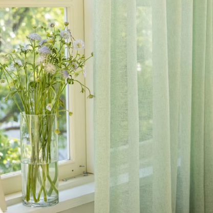 Pastel Green Lightweight Window Curtains