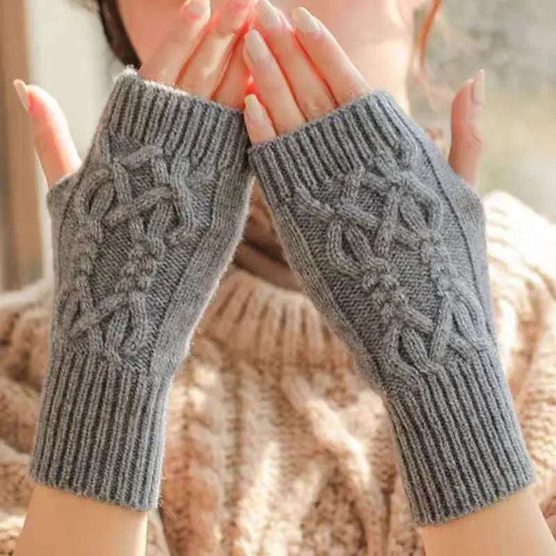 Warm Cozy Fingerless Winter Gloves - Hehif