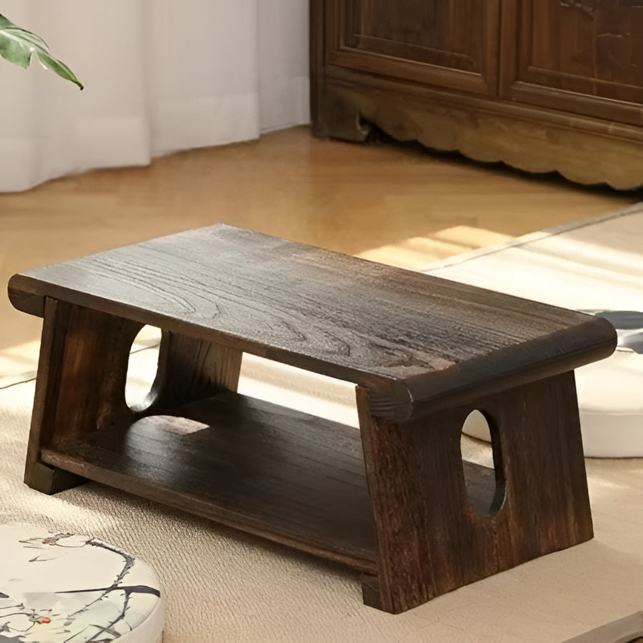 Portable Wooden Folding Table, Asian Style Desk with Natural Design