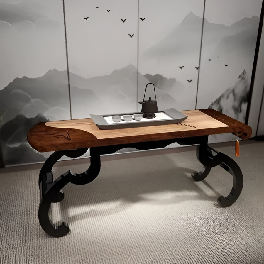 Rustic Wooden Coffee Table with Metal Legs