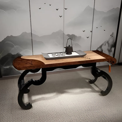 Rustic Wooden Coffee Table with Metal Legs