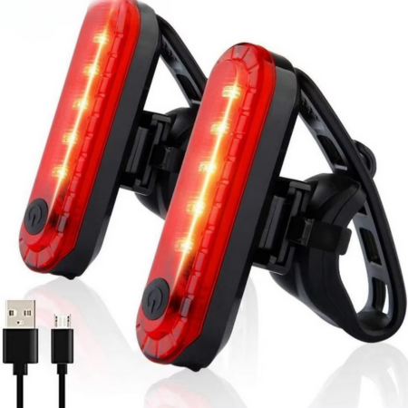 Bright Red USB Rechargeable Bike Tail Light - Hehif