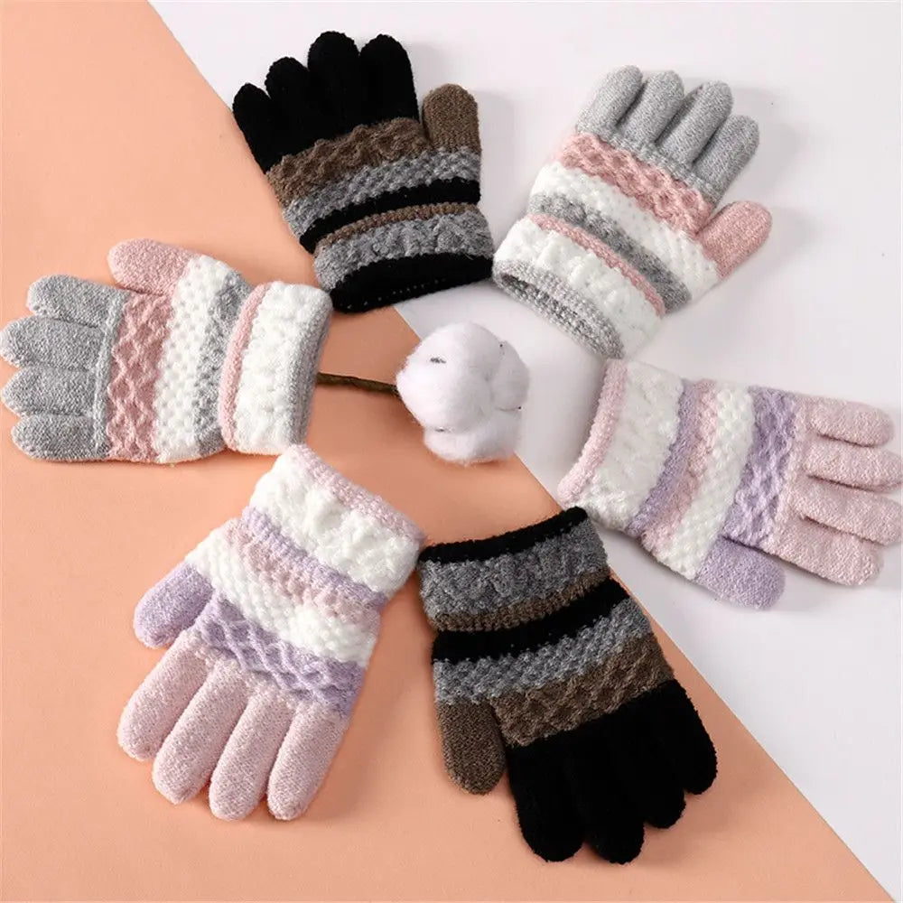 Warm Childrens Knit Gloves for Kids - Hehif