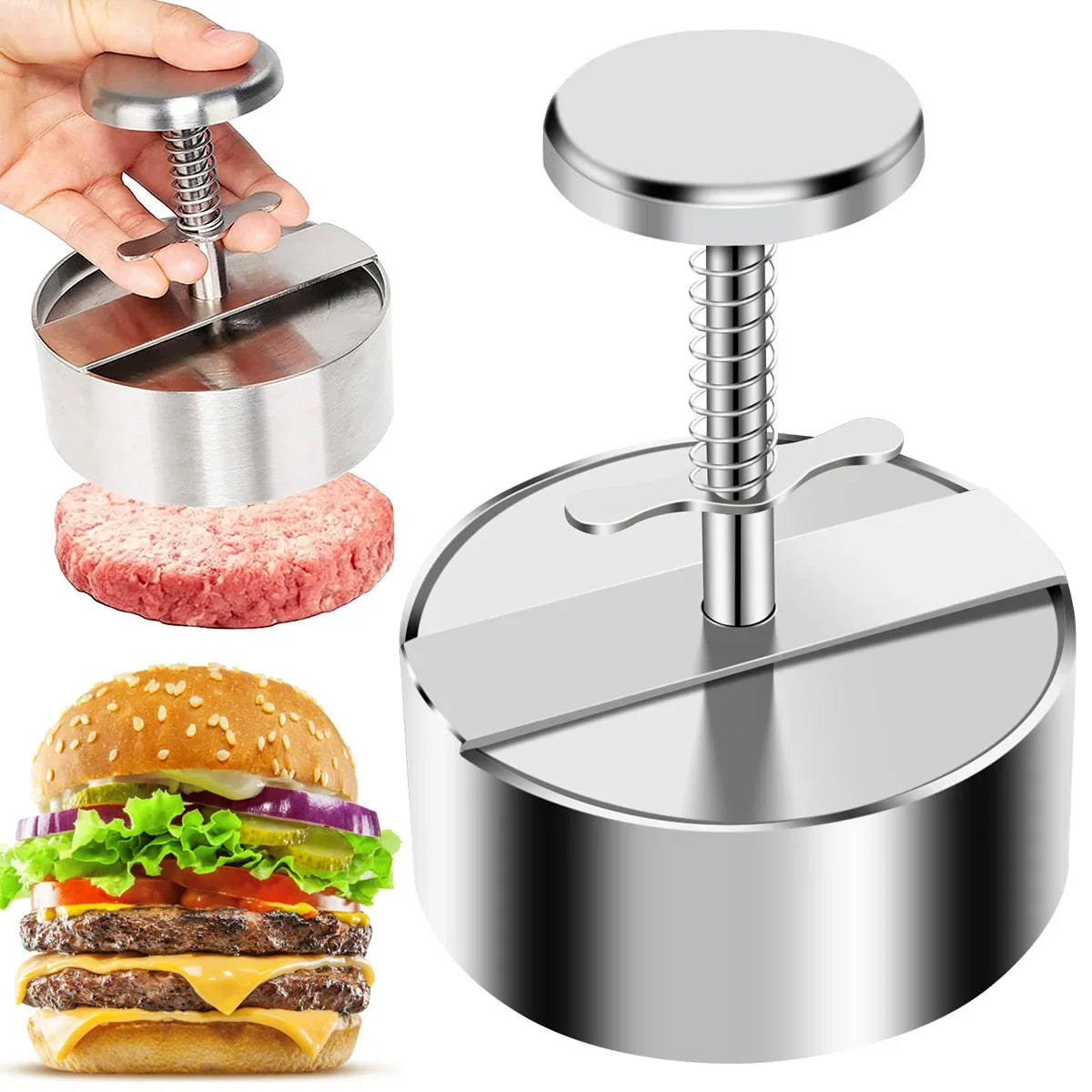 Premium Metal Hamburger Patty Maker Press - Hehif