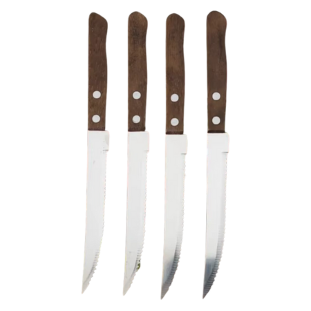 Sharp Stainless Steel Steak Knives with Wood Handles