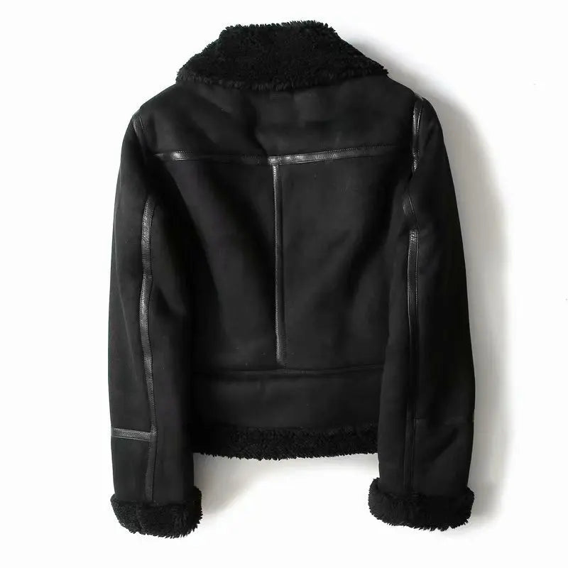 Faux Fur Lined Biker Leather Jacket