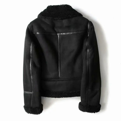 Faux Fur Lined Biker Leather Jacket