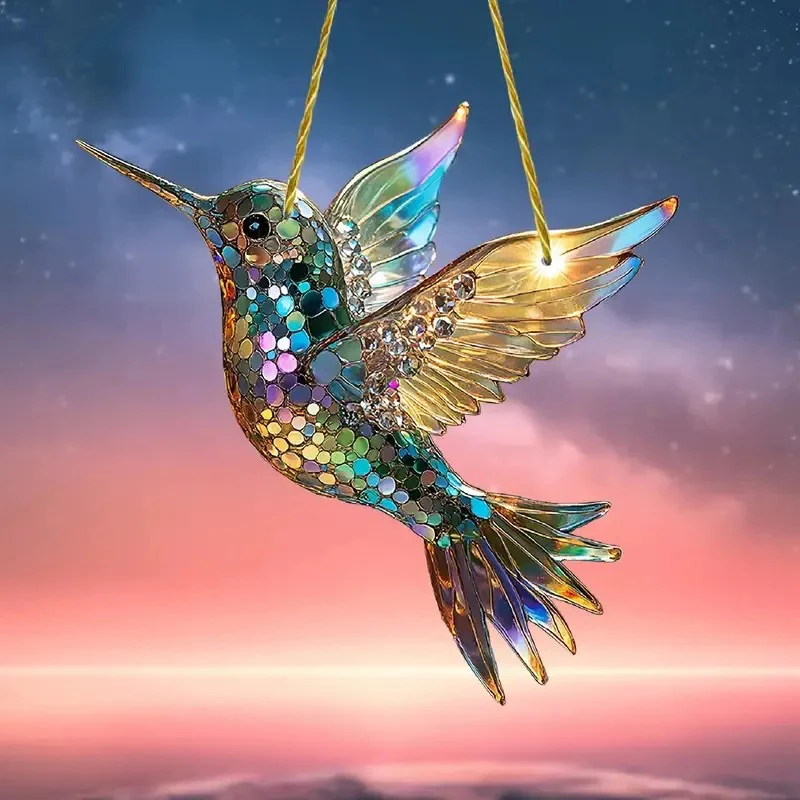 Vibrant Bird Glass Window Decor