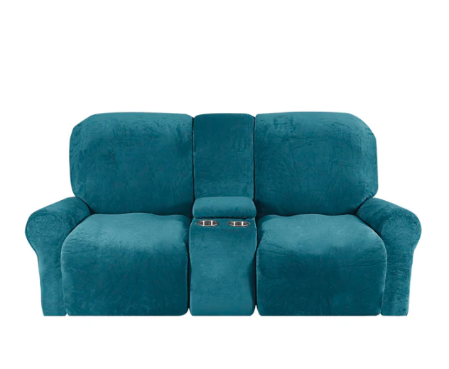 Comfy 2 Seater Recliner Slipcover with Cup Holders 12 Colors - Hehif