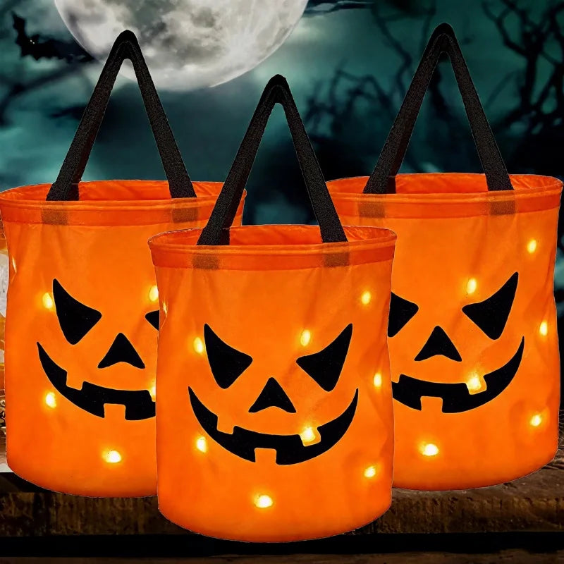 Glowing Orange Halloween Candy Bag