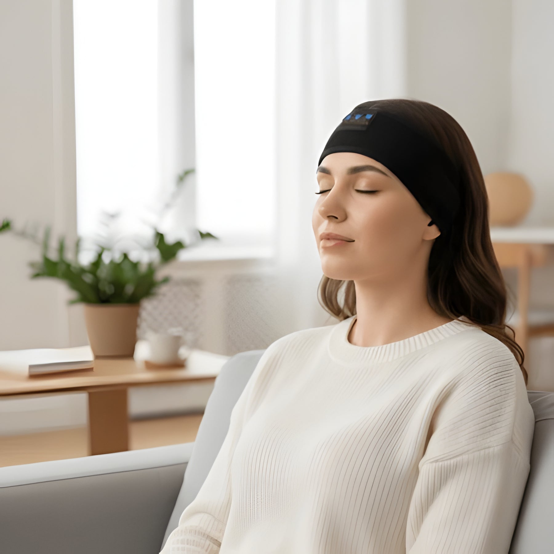 Soft Sleep Headband with Wireless Bluetooth Earbuds - Hehif