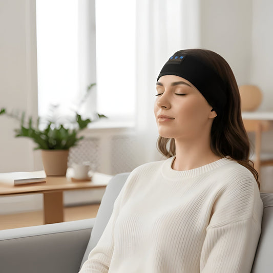 Soft Sleep Headband with Wireless Bluetooth Earbuds - Hehif