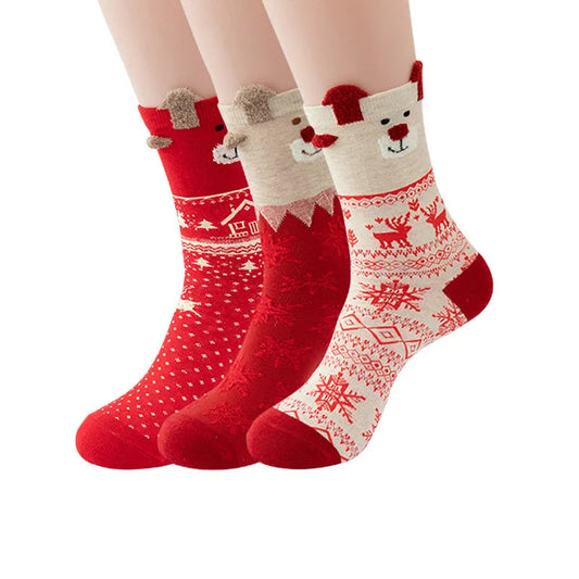 Holiday Red Rudolph Christmas Socks for Women - Hehif