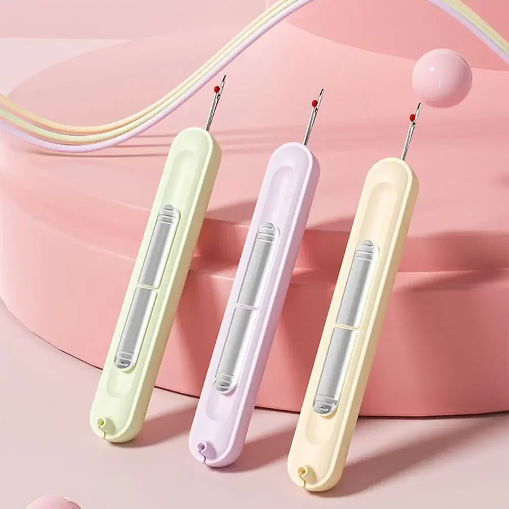 Portable Sewing Needle Threader with Built in Cutter