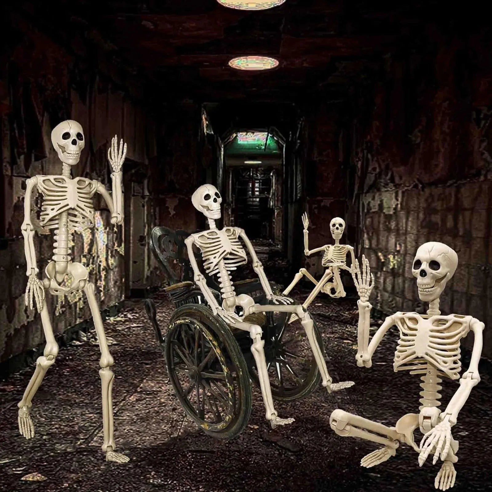 Giant Poseable Halloween Skeleton Decor - Hehif