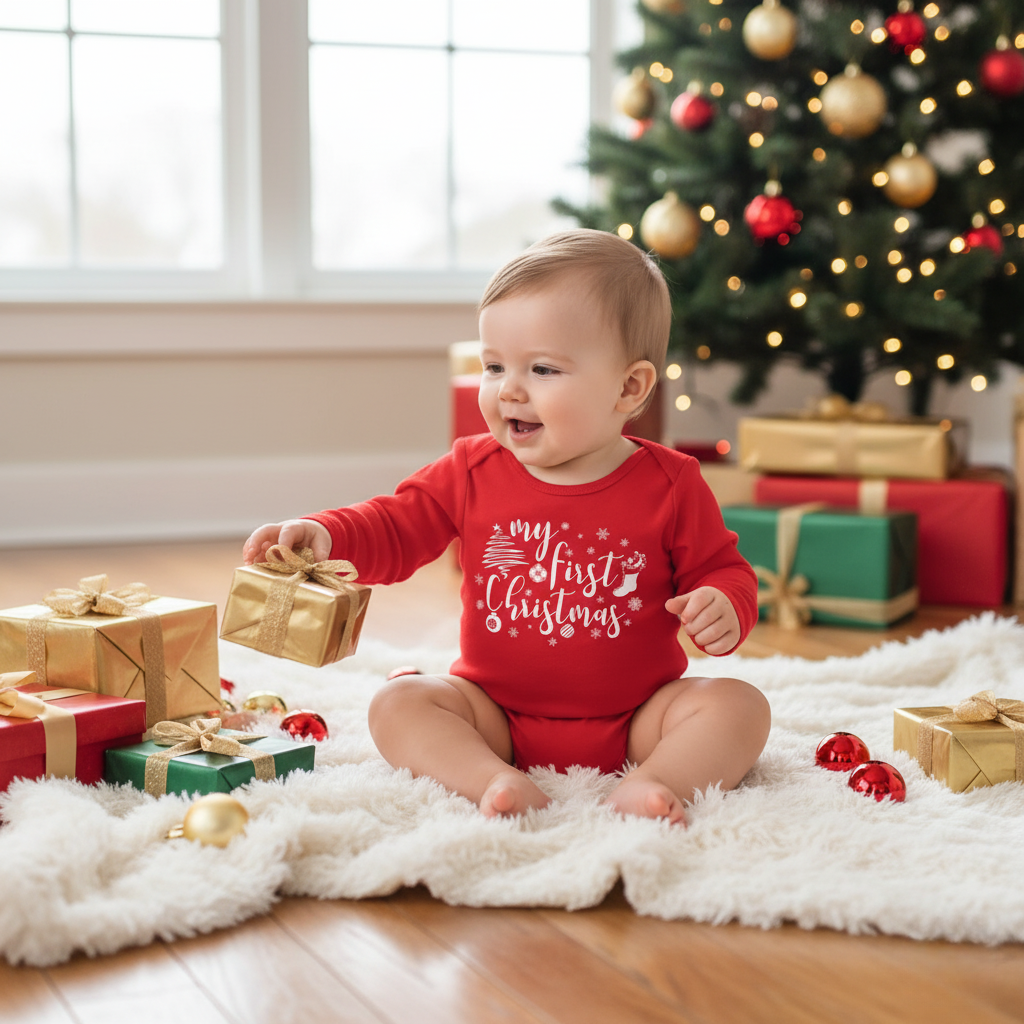 Adorable Holiday Reindeer Baby Onesie