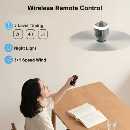 Powerful 12000mAh Rechargeable Ceiling Fan with Bright LED