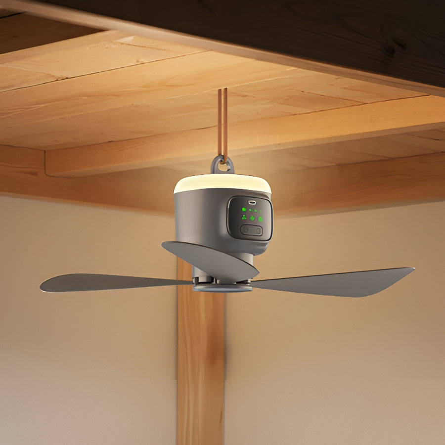 Powerful 12000mAh Rechargeable Ceiling Fan with Bright LED