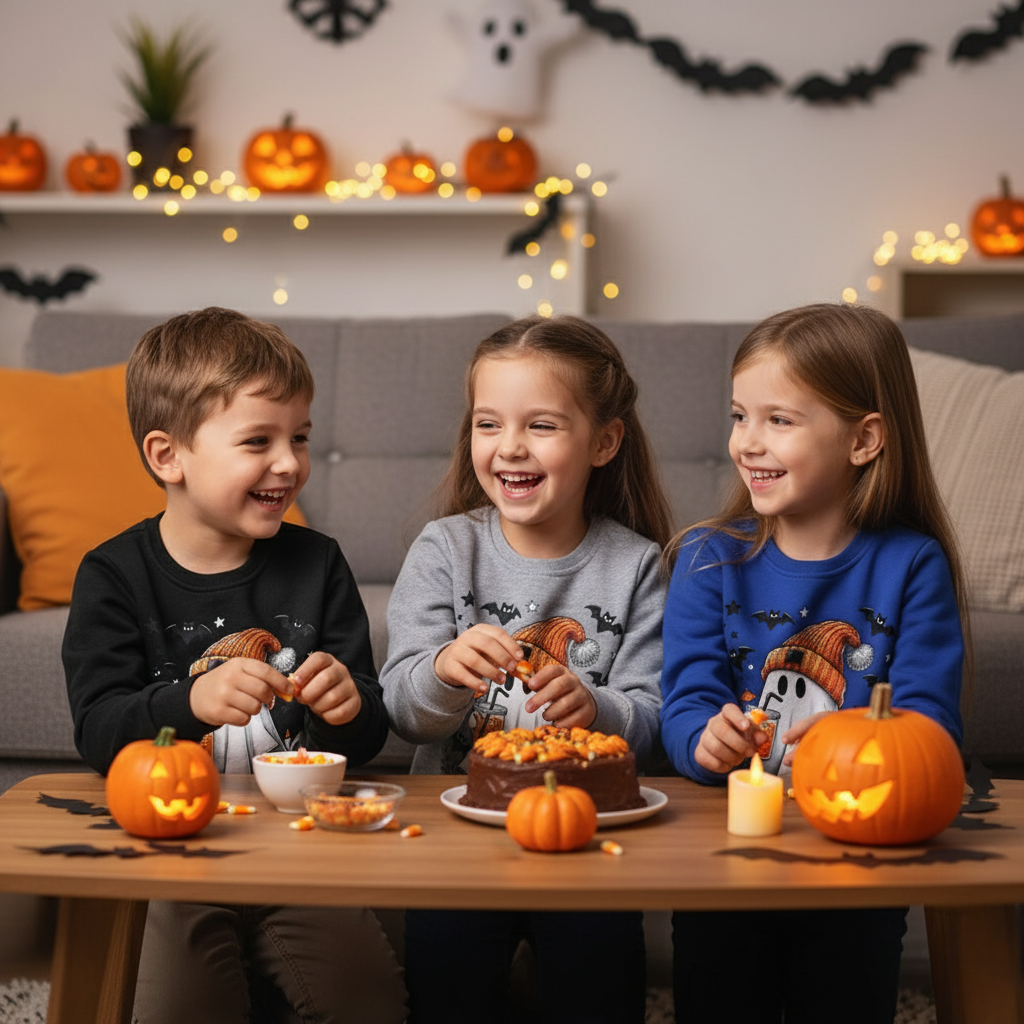 Spooky Fun Kids Halloween Sweatshirt with Ghost Design