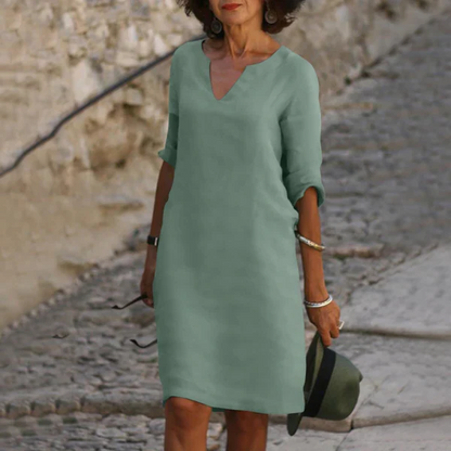 Casual V Neck Midi Dress