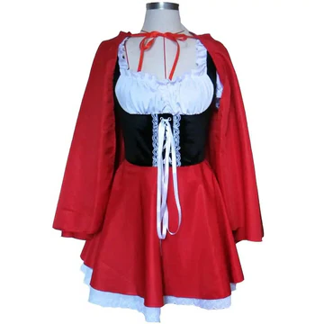 Classic Red Cape Women's Costume Dress