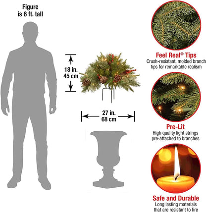 Realistic Pre-Lit Christmas Tree Urn Decoration