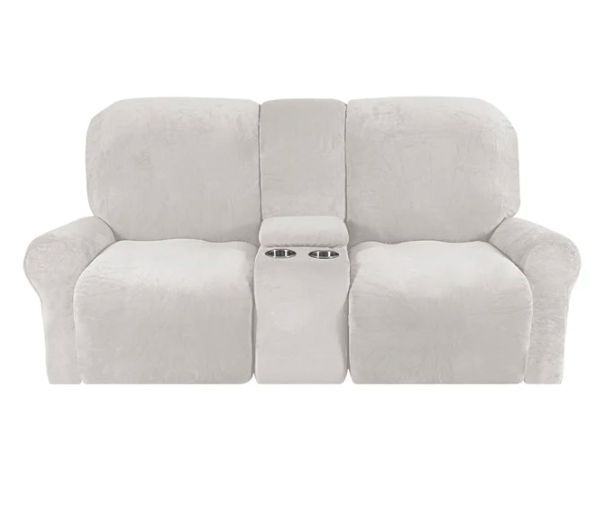 Comfy 2 Seater Recliner Slipcover with Cup Holders 12 Colors