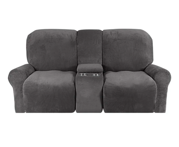 Comfy 2 Seater Recliner Slipcover with Cup Holders 12 Colors