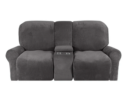 Comfy 2 Seater Recliner Slipcover with Cup Holders 12 Colors