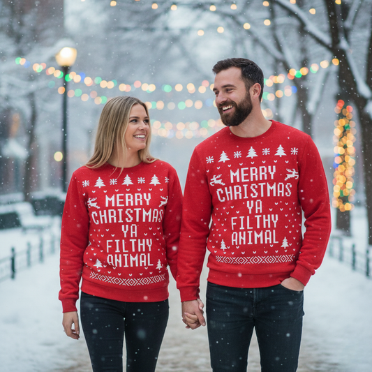 Comfy Oversized Funny Xmas Sweater Relaxed Fit Knit - Hehif