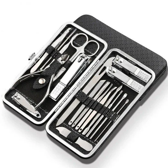 Complete 19 Piece Nail Care Kit Stainless Steel Tools