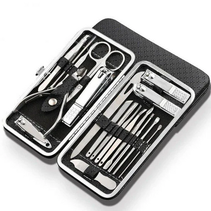 Complete 19 Piece Nail Care Kit Stainless Steel Tools