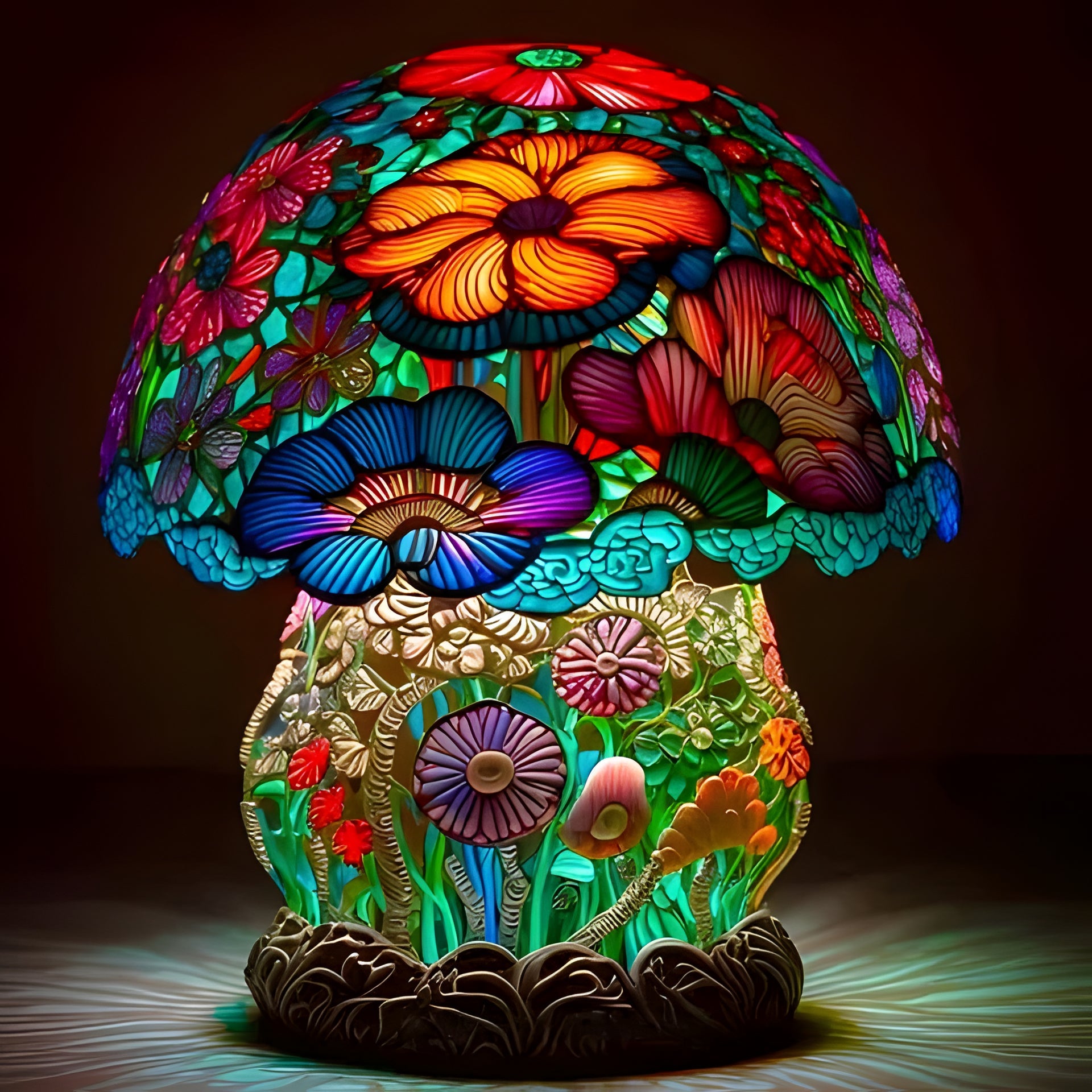 Colorful Glass Floral Table Light - Hehif