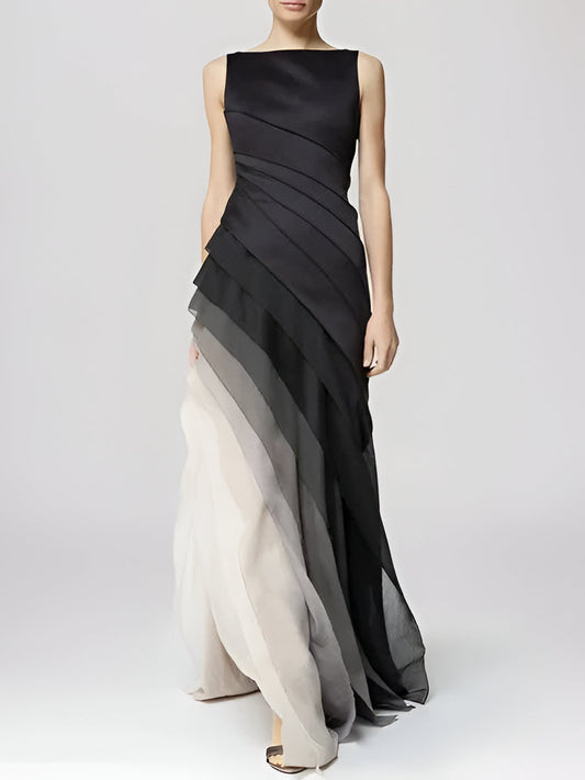 Chic Gradient Ruffle Dress - Hehif